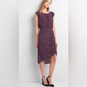 NWT Gap Women's Black Red Purple Floral Dress 16 Tie Ruching